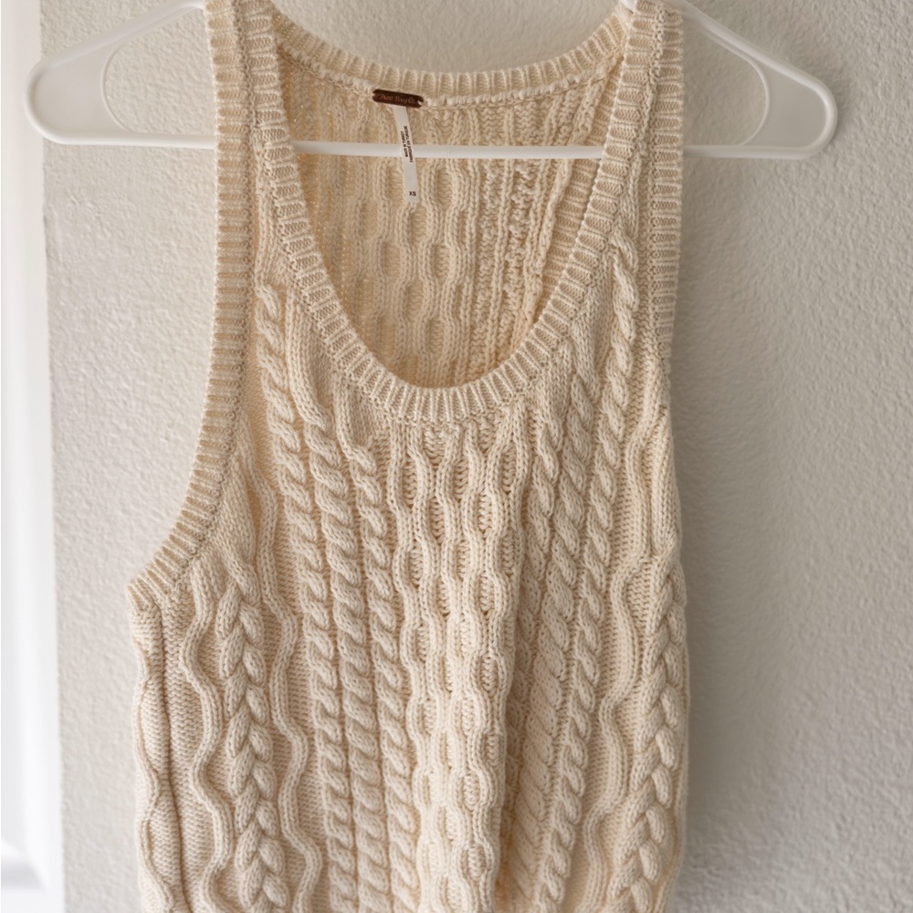 Cream Cable Knit Tank Top - Free People